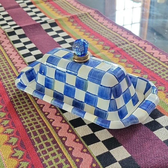 MacKenzie-Childs Royal CheckeButter Dish - Picture 6 of 6